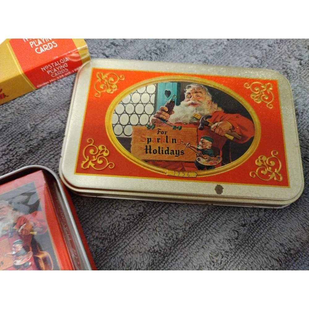 Coca-Cola  Santa Nostalgia Playing Cards in Tin 1998 Limited Edition‎ Two Decks
